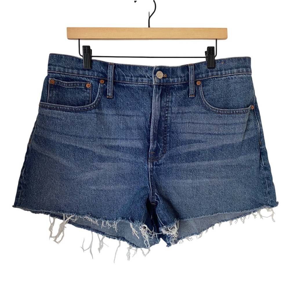 Madewell The Perfect Jean Shorts Women‎ 32 Blue High Rise Raw Hem Cowgirl Denim